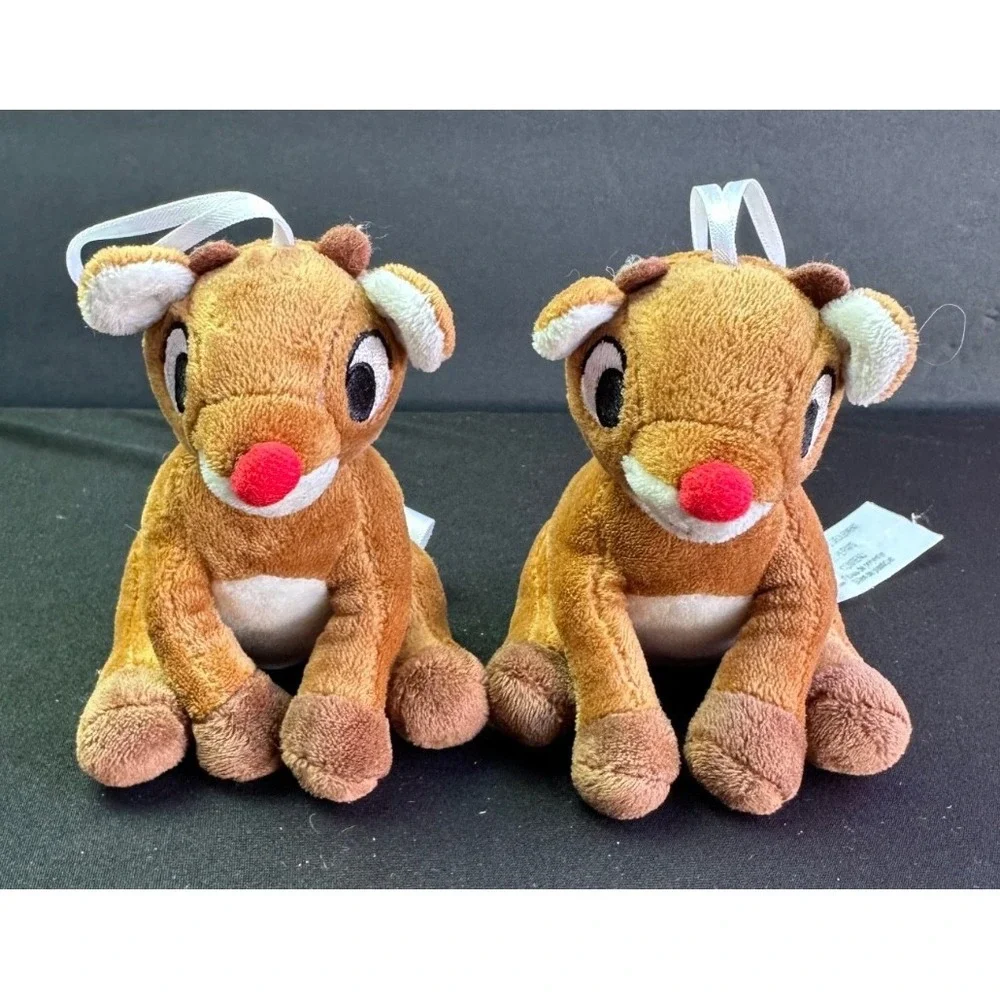Hallmark Rudolph Red Nosed Reindeer Plush Christmas Ornament‎ Set of 2